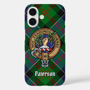 Clan Paterson Wappen über Tartan iPhone 16 Hülle