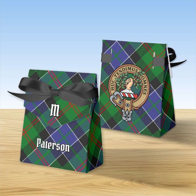Clan Paterson Wappen über Tartan Geschenkschachtel (Von Creator hochgeladen)