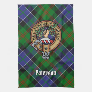 Clan Paterson Wappen über Tartan Geschirrtuch