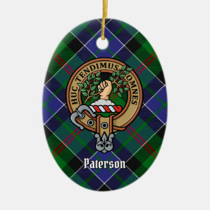 Clan Paterson Wappen über Tartan Keramik Ornament