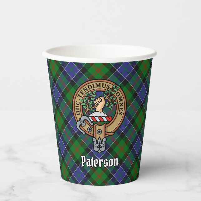 Clan Paterson Wappen über Tartan Pappbecher (Vorderseite)