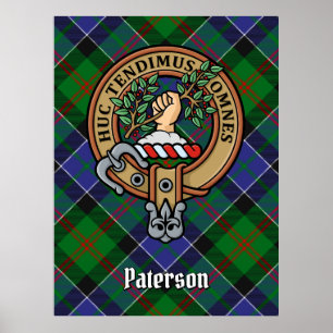 Clan Paterson Wappen über Tartan Poster