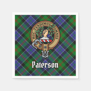 Clan Paterson Wappen über Tartan Serviette