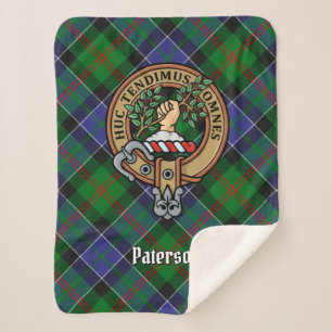 Clan Paterson Wappen über Tartan Sherpadecke