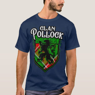 Clan Pollock Surname Scottish Tartan Lion Wappen T-Shirt