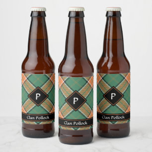 Clan Pollock Tartan Beer Flasche Bierflaschenetikett