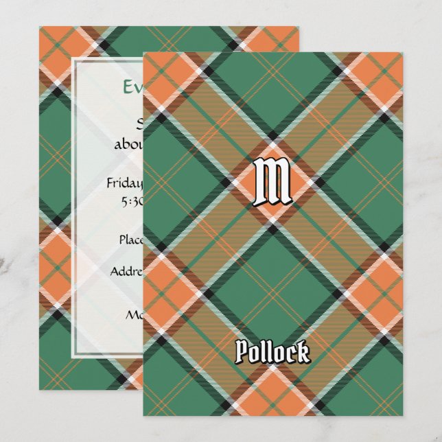 Clan Pollock Tartan Einladung (Vorne/Hinten)