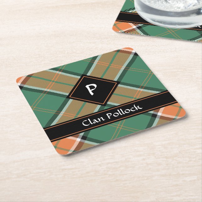 Clan Pollock Tartan Square Paper Untersetzer (angewinkelt)