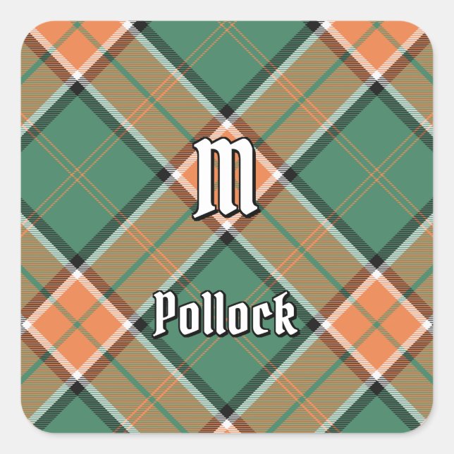 Clan Pollock Tartan Square Sticker (Vorderseite)