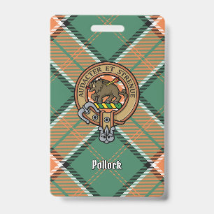 Clan Pollock-Wappen über Tartan Ausweis