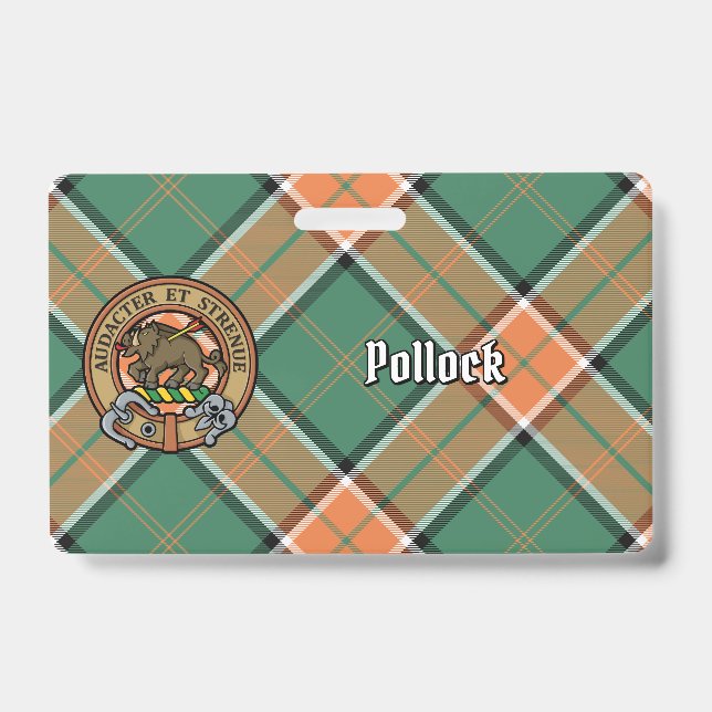 Clan Pollock Wappen über Tartan Ausweis (Vorderseite)