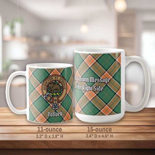 Clan Pollock Wappen über Tartan Kaffeetasse (Von Creator hochgeladen)