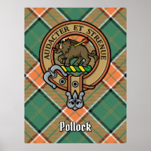 Clan Pollock Wappen über Tartan