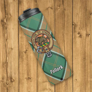 Clan Pollock Wappen über Tartan Thermosbecher