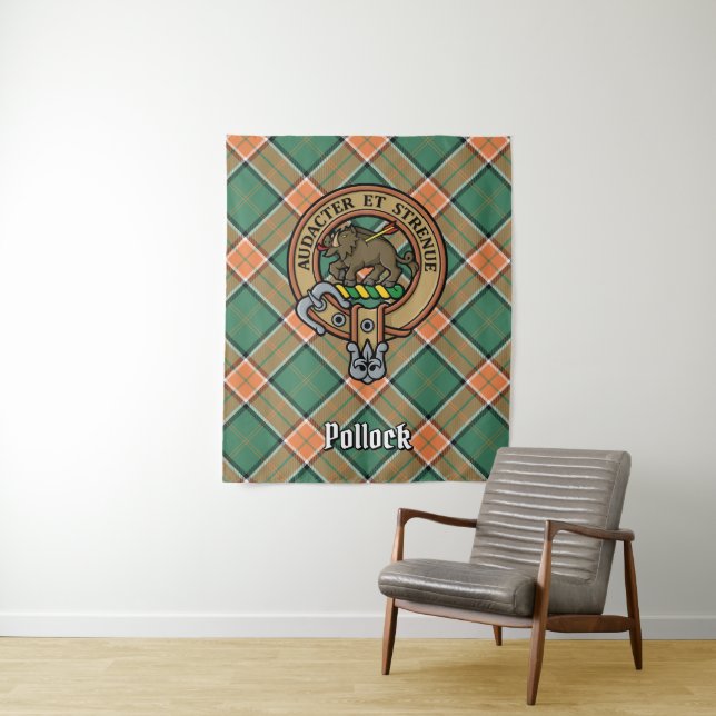 Clan Pollock Wappen über Tartan Wandteppich (Beispiel)