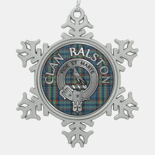 Clan Ralston Wappen & Tartan Schneeflocken Zinn-Ornament