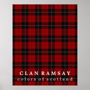 Clan Ramsay Colors of Scotland Red Black Tartan Poster