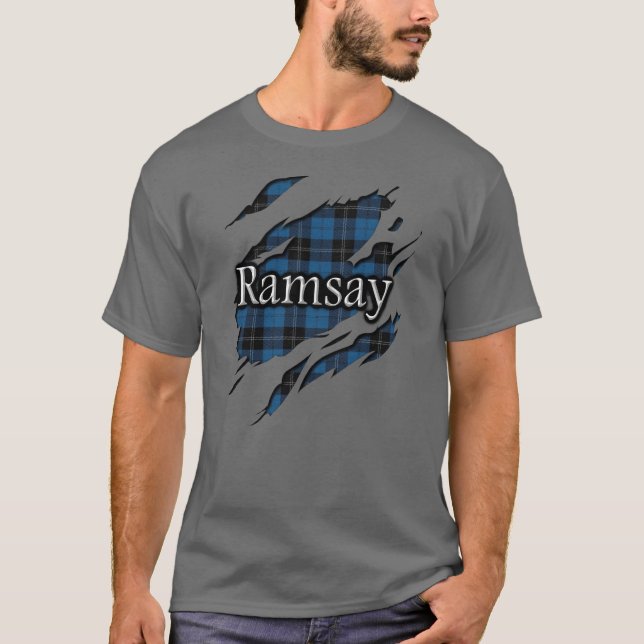 Clan Ramsay Ramsey blauer Jagdtartan-Geist T-Shirt (Vorderseite)