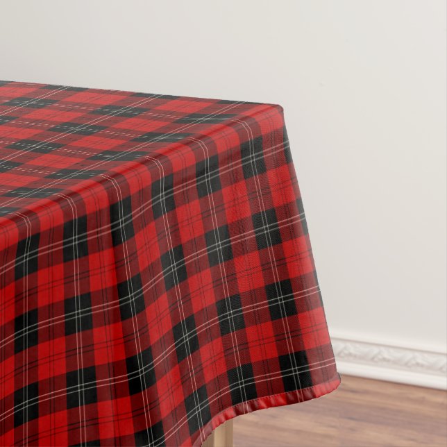 Clan Ramsay Red, Black and White Scottish Tartan Tischdecke (Beispiel)