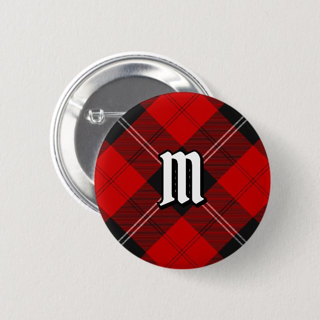 Clan Ramsay Red Tartan Button (Vorne & Hinten)