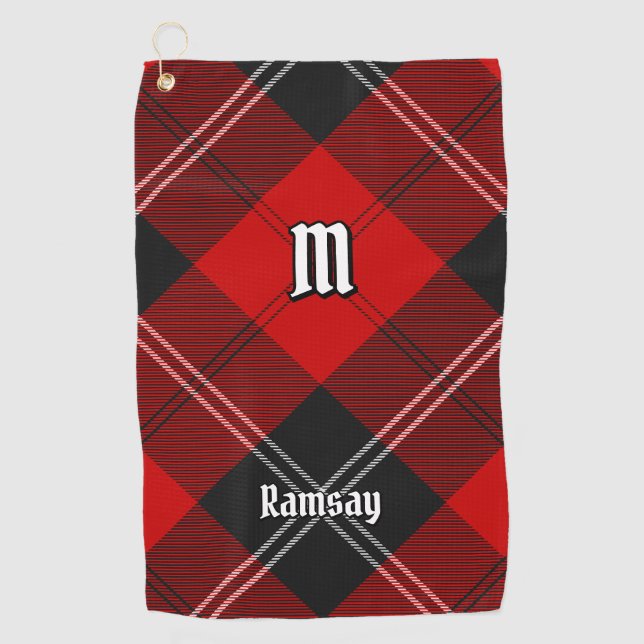 Clan Ramsay Red Tartan Golfhandtuch (Vorderseite)
