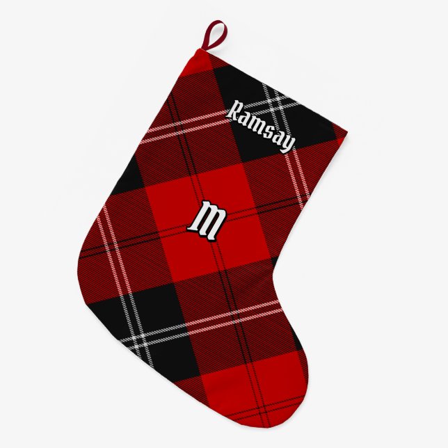 Clan Ramsay Red Tartan Großer Weihnachtsstrumpf (Vorderansicht (hängend))