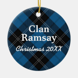 Clan Ramsay Scottish Blue Hunting Tartan Keramik Ornament
