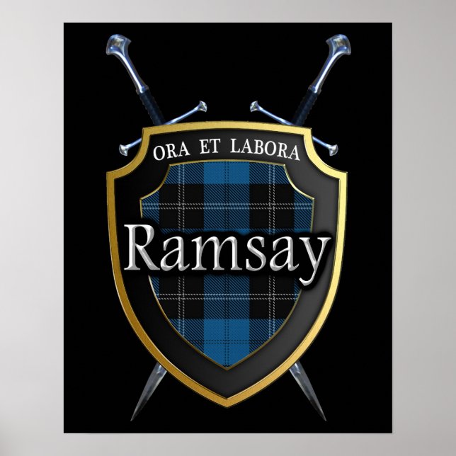 Clan Ramsay Tartan Scottish Shield & Schwerter Poster (Vorne)
