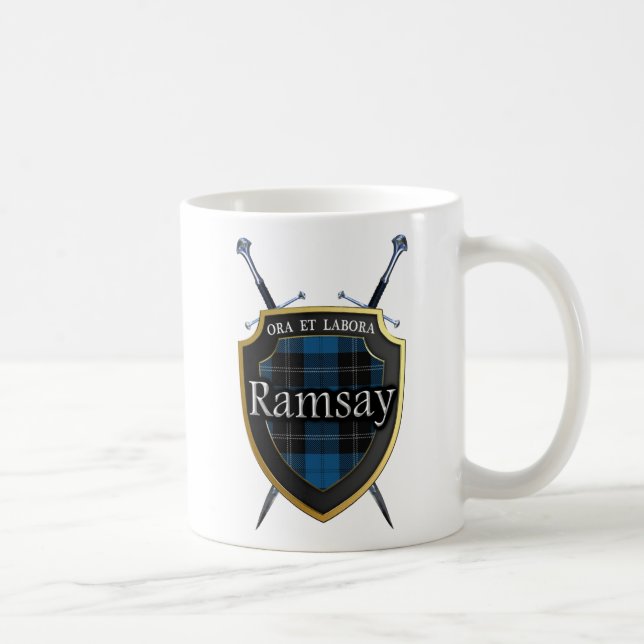 Clan Ramsay Tartan Shield und Schwerter Kaffeetasse (Rechts)