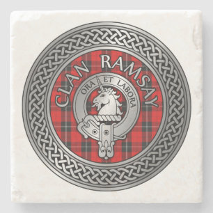 Clan Ramsay Wappen & Tartan Knot Steinuntersetzer