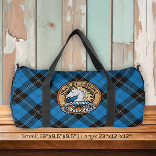 Clan Ramsay Wappen über blauem Jagdtartan Duffle Bag