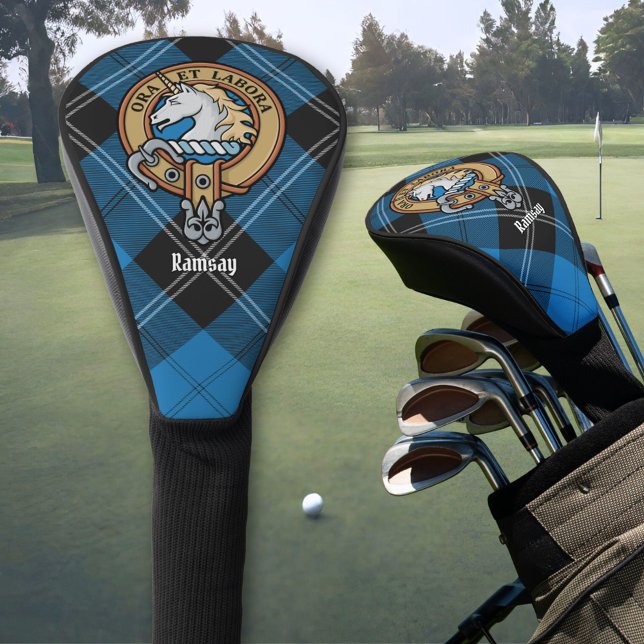 Clan Ramsay Wappen über Blue Hunting Tartan Golf Headcover (Von Creator hochgeladen)