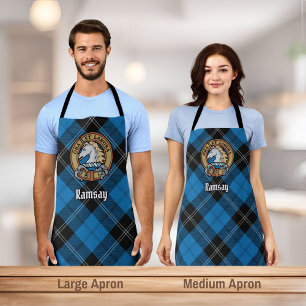 Clan Ramsay Wappen über Blue Hunting Tartan Schürze