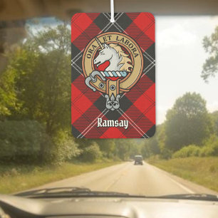 Clan Ramsay Wappen über Red Tartan Autolufterfrischer