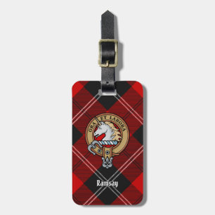 Clan Ramsay Wappen über Red Tartan Gepäckanhänger