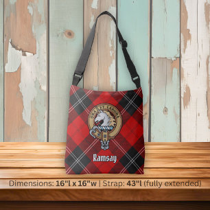 Clan Ramsay Wappen über Red Tartan Tragetaschen Mit Langen Trägern