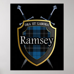Clan Ramsey Ramsay Tartan Scottish Shield & Schwer Poster