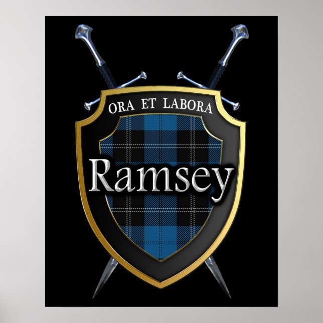 Clan Ramsey Ramsay Tartan Scottish Shield & Schwer Poster (Vorne)
