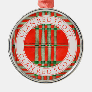 CLAN RED SCOTT Premium Runder Ornament + Text Aus Metall