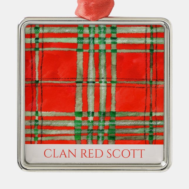 CLAN RED SCOTT Premium Square Ornament (Vorne)