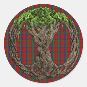 Clan Robertson Tartan und keltischer Lebensbaum Runder Aufkleber