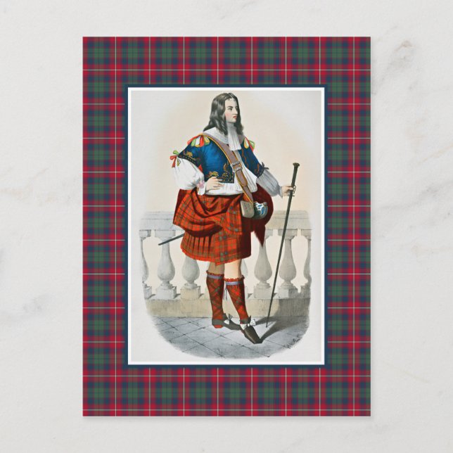 Clan Robertson Vintag Illustration Tartan Frame Postkarte (Vorderseite)