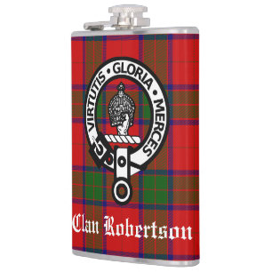 Clan Robertson Wappen Abzeichen & Tartan Flachmann