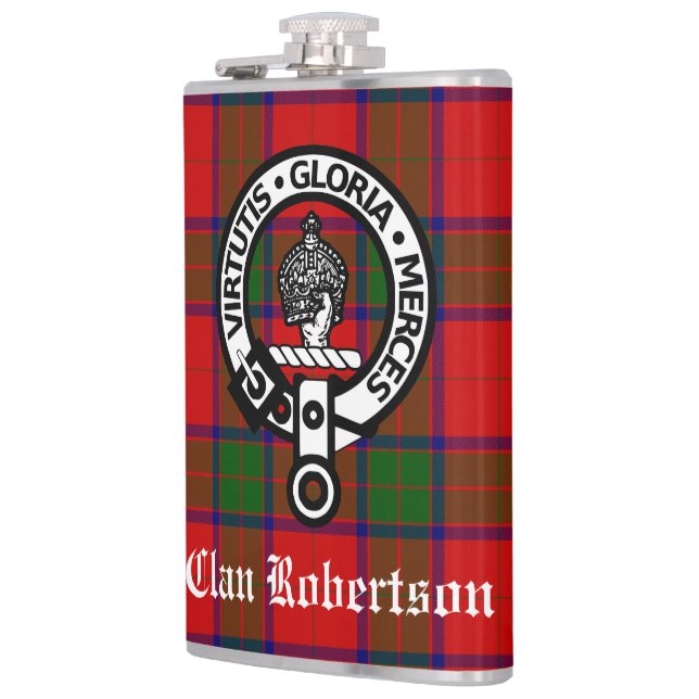 Clan Robertson Wappen Abzeichen & Tartan Flachmann (Links)