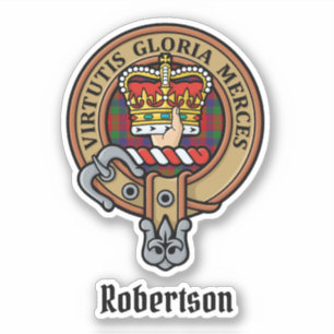 Clan Robertson Wappen über Tartan Aufkleber