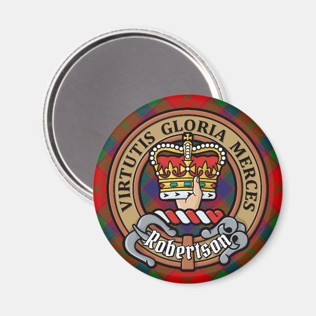 Clan Robertson Wappen über Tartan Magnet (Vorderseite/Rückseite)