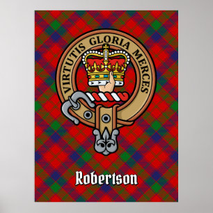 Clan Robertson Wappen über Tartan Poster