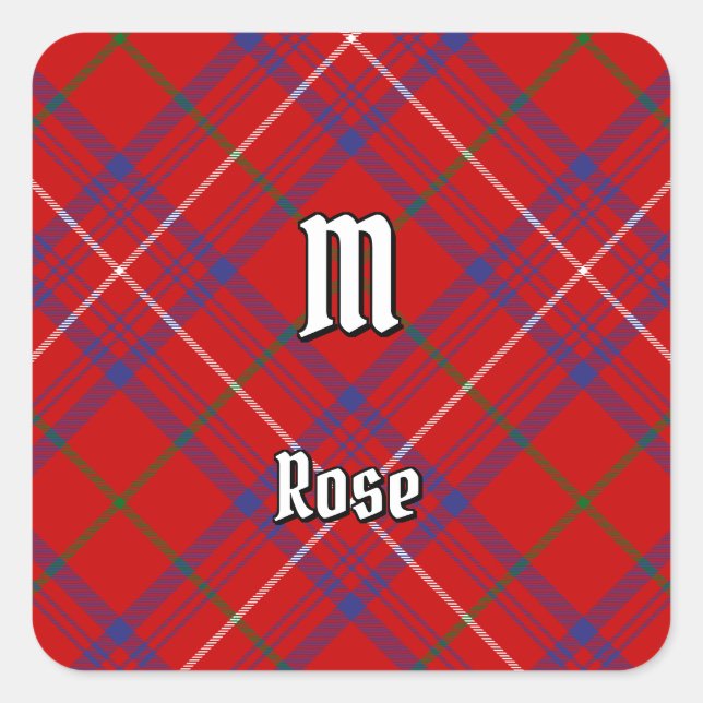 Clan Rose Tartan Quadratischer Aufkleber (Vorderseite)