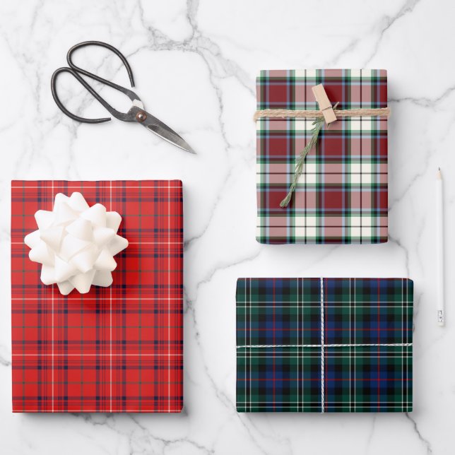 Clan Rose Tartan Variationen Geschenkpapier Set (Vorderseite)
