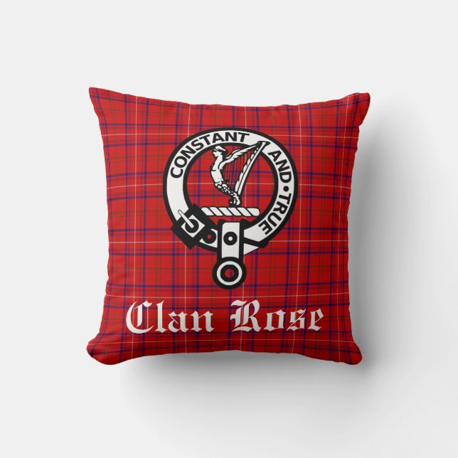 Clan Rose Wappen Abzeichen und Tartan Kissen (Vorderseite)